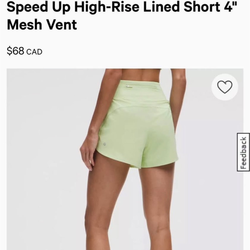 lululemon athletica Women's Speed Up Shorts - Light Green